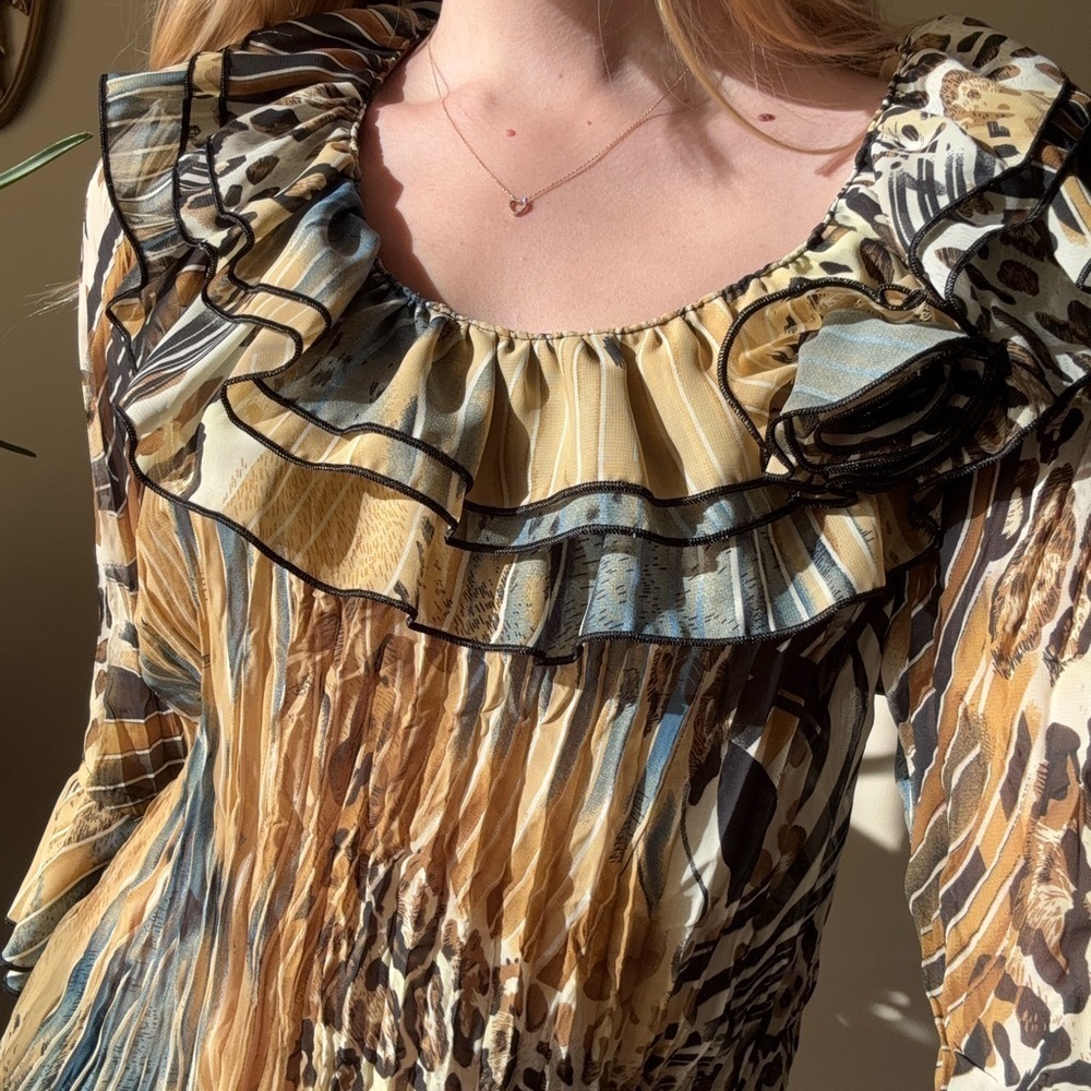 Jaipur Multicolor Animal Print Ruffle Blouse - Picture 8 of 8